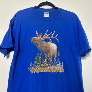Graphic T Shirt Elk Vancouver USA Blue Adult Medium Cotton‎ Polyester Blend